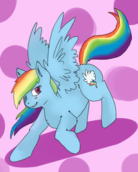 Size: 1024x1280 | Tagged: safe, artist:logicalxxxnonsense, rainbow dash, g4, blushing, female, solo, spread wings, wink