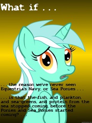 Size: 625x833 | Tagged: safe, lyra heartstrings, g4, box, conspiracy lyra, exploitable meme, female, logan's run, meme, sea ponies, solo