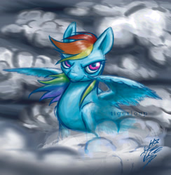 Size: 2417x2481 | Tagged: safe, artist:tigerloup, rainbow dash, g4, cloud, cloudy, female, solo