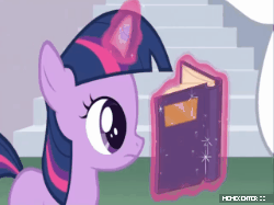 Size: 500x374 | Tagged: safe, edit, edited screencap, screencap, shining armor, twilight sparkle, pony, a canterlot wedding, g4, 1984, animated, bbbff, big brother, big brother is watching, bipedal, book, frown, head tilt, hug, levitation, magic, one eye closed, open mouth, smiling, telekinesis, wink, wrong aspect ratio