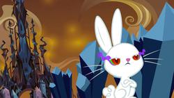 Size: 1920x1080 | Tagged: artist needed, source needed, safe, angel bunny, rabbit, g4, angel is a bunny bastard, corrupted, crossed arms, crystal castle, crystal empire, dark crystal, dark magic, magic, male, red eyes, solo, sombra empire, sombra eyes, vector, xk-class end-of-the-world scenario