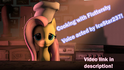 Size: 1191x670 | Tagged: safe, artist:sourcerabbit, fluttershy, g4, 3d, cooking, female, solo, source filmmaker, video