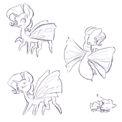 Size: 900x900 | Tagged: safe, artist:otterlore, rarity, monster pony, moth, mothpony, original species, spider, spiderpony, g4, cute, female, monochrome, multiple eyes, multiple legs, multiple limbs, simple background, sketch, solo, species swap, spiderponyrarity, white background, wings, yawn