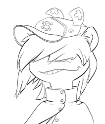 Size: 506x597 | Tagged: safe, artist:3dapple, pony, crossover, gorillaz, monochrome, noodle, outline, ponified, solo