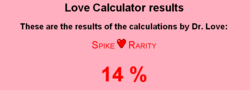 Size: 784x282 | Tagged: safe, rarity, spike, g4, blatant lies, love calculator, op is a duck, op is trying to start shit, seems legit, shipping denied, wat