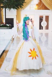 Size: 640x960 | Tagged: safe, artist:mintyblitzz, princess celestia, human, g4, cosplay, female, friendship report, irl, irl human, katsucon, letter, photo, scroll, solo