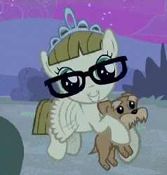 Size: 449x470 | Tagged: safe, screencap, ripley, zippoorwhill, dog, pegasus, pony, filli vanilli, g4, animated, buzzing wings, cute, female, filly, fluttering, flying, foal, loop, puppy, smiling, solo, wings, zippoorbetes