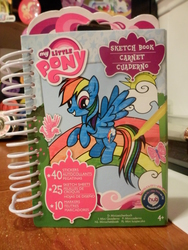 Size: 2736x3648 | Tagged: safe, rainbow dash, g4, book, markers, merchandise, sketch, sticker