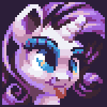 Size: 150x150 | Tagged: safe, artist:pix3m, rarity, pony, g4, 16-bit, derp, faic, female, pixel art, portrait, silly, silly pony, solo, tongue out