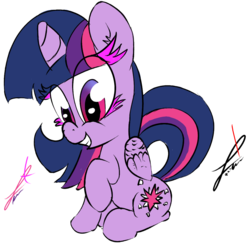 Size: 915x904 | Tagged: safe, artist:magical disaster, twilight sparkle, alicorn, pony, g4, colored eyelashes, eyelashes, female, grin, happy, mare, raised hoof, simple background, sitting, smiling, solo, transparent background, twilight sparkle (alicorn)