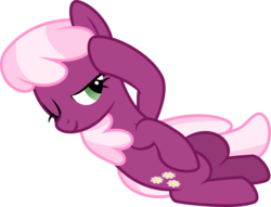 Size: 962x734 | Tagged: safe, artist:jeatz-axl, cheerilee, earth pony, pony, filli vanilli, g4, bedroom eyes, female, on back, simple background, smiling, solo, sultry pose, svg, swoon, transparent background, vector, wink