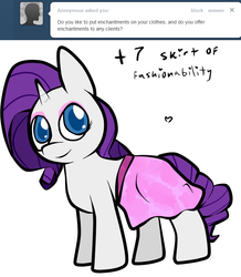 Size: 680x780 | Tagged: safe, artist:moonblizzard, rarity, g4, ask, clothes, dress, female, rarity answers, solo, tumblr