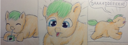 Size: 1018x362 | Tagged: safe, artist:waggytail, fluffy pony, grape juice, stupidity, tongue stain