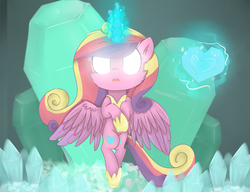 Size: 3000x2300 | Tagged: safe, artist:meotashie, princess cadance, g4, crystal, crystal heart, female, glowing eyes, magic, solo