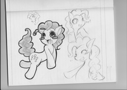 Size: 4911x3472 | Tagged: safe, artist:haruno hiroka, pinkie pie, g4, female, grayscale, monochrome, pixiv, sketch, solo