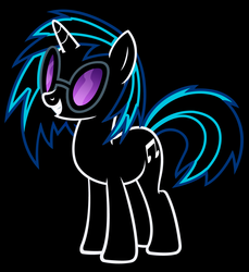 Size: 4400x4800 | Tagged: safe, artist:stealth1546, dj pon-3, vinyl scratch, pony, unicorn, g4, absurd resolution, cutie mark, female, hooves, horn, mare, neon, outline, smiling, solo, sunglasses, teeth, vector