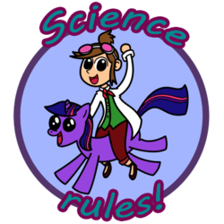 Size: 400x400 | Tagged: safe, artist:syggie, twilight sparkle, g4, ace attorney, crossover, ema skye, riding, science, that pony sure does love science