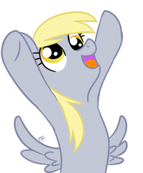 Size: 634x766 | Tagged: safe, artist:hitmanlovely, derpy hooves, pegasus, pony, g4, arms in the air, female, mare, solo