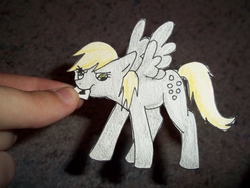 Size: 4000x3000 | Tagged: safe, artist:koala823, derpy hooves, pegasus, pony, g4, female, hand, letter, mail, mare, mouth hold, paper child