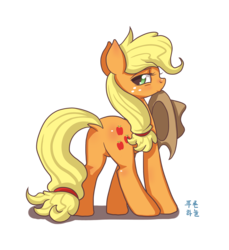 Size: 1920x2094 | Tagged: safe, artist:mrs1989, applejack, g4, butt, dock, featureless crotch, female, looking back, mouth hold, plot, solo