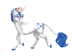 Size: 900x708 | Tagged: safe, artist:ackryllis, majesty, classical unicorn, g1, female, horn, leonine tail, simple background, solo, transparent background