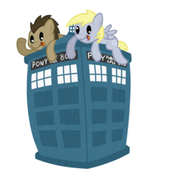 Size: 1152x1152 | Tagged: safe, artist:seabastian, derpy hooves, doctor whooves, time turner, pegasus, pony, g4, doctor who, female, mare, tardis