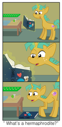 Size: 1200x2462 | Tagged: safe, artist:errick, snails, pony, unicorn, g4, book, colt, comic, foal, futa, herm, intersex, male