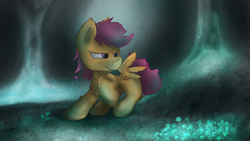 Size: 2560x1440 | Tagged: safe, artist:fuzzyfox11, scootaloo, g4, female, solo