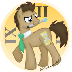 Size: 821x821 | Tagged: safe, artist:bibliodragon, doctor whooves, time turner, g4, badge, doctor who, male, solo, sonic screwdriver