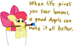 Size: 8000x5000 | Tagged: safe, artist:redenchilada, apple bloom, g4, absurd resolution, bucket, female, mouth hold, paint, proverb, simple background, solo, text, transparent background