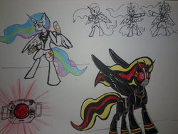 Size: 900x675 | Tagged: safe, artist:fergarcia220, princess celestia, g4, crossover, kamen rider, kamen rider black