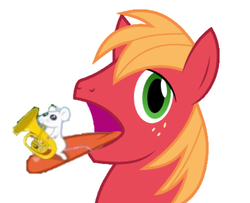 Size: 559x454 | Tagged: safe, big macintosh, earth pony, mouse, pony, g4, 1000 hours in ms paint, big mac's big mouth, exploitable meme, male, meme, ms paint, stallion, tuba mouse