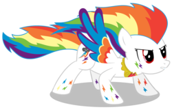 Size: 1200x789 | Tagged: safe, artist:neriani, rainbow dash, pegasus, pony, g4, colored wings, element of loyalty, elements of harmony, female, mare, multicolored wings, rainbow power, rainbow power-ified, rainbow wings, simple background, solo, super rainbow dash, super rainbow power dash, transparent background