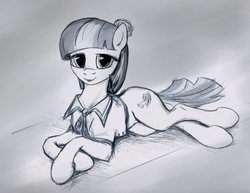 Size: 767x591 | Tagged: safe, artist:mindlesshead, coco pommel, g4, female, monochrome, sketch, solo