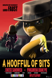 Size: 2429x3657 | Tagged: safe, artist:mcnum, boneless, cheese sandwich, pinkie pie, g4, a fistful of dollars, crossover, movie poster, parody, poster, western