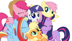 Size: 1600x900 | Tagged: safe, applejack, fluttershy, pinkie pie, rainbow dash, rarity, twilight sparkle, g4, mane six, palette swap