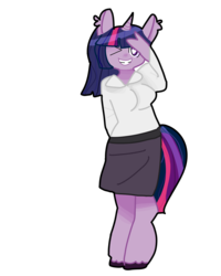 Size: 2000x2500 | Tagged: safe, artist:sadyuri, twilight sparkle, anthro, unguligrade anthro, g4, ambiguous facial structure, female, solo