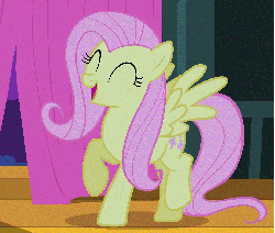 Size: 1173x999 | Tagged: safe, screencap, fluttershy, pegasus, pony, filli vanilli, g4, season 4, animated, cute, dancing, female, flutterguy, gif, happy, hnnng, mare, shyabetes, singing, solo, stage