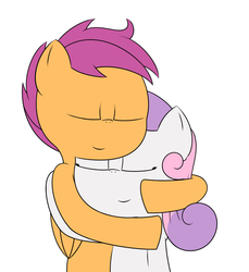 Size: 1100x1200 | Tagged: safe, artist:pvryohei, sweetie belle, oc, oc:tagalong, g4, female, hug, male, shipping, straight