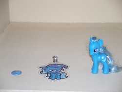 Size: 2560x1920 | Tagged: safe, trixie, g4, badge, brushable, figurine, irl, photo, pin, shrine, toy