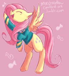 Size: 1280x1391 | Tagged: safe, artist:marshmellowcannibal, fluttershy, filli vanilli, g4, 30 minute art challenge, bottomless, clothes, female, partial nudity, solo, sweater, sweatershy, unshorn fetlocks