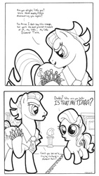 Size: 1016x1800 | Tagged: safe, artist:abronyaccount, diamond tiara, filthy rich, g4, comic, lineart, monochrome, tiara