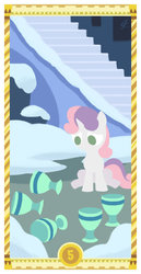 Size: 400x775 | Tagged: safe, artist:janeesper, sweetie belle, g4, cup, female, five of cups, five of hearts, solo, tarot card