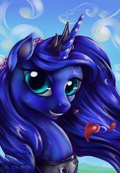 Size: 1056x1518 | Tagged: dead source, safe, artist:viwrastupr, princess luna, g4, female, heart, looking at you, open mouth, portrait, smiling, solo