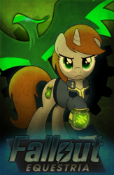 Size: 3375x5175 | Tagged: safe, artist:drawponies, oc, oc only, oc:littlepip, oc:pyrelight, balefire phoenix, phoenix, pony, unicorn, fallout equestria, clothes, fanfic, fanfic art, female, hooves, horn, jumpsuit, mare, pipbuck, text, vault suit