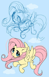 Size: 471x740 | Tagged: safe, artist:pasikon, fluttershy, g4, female, pixiv, sketch, solo