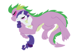 Size: 1024x721 | Tagged: safe, artist:kiananuva12, rarity, spike, dragon, pony, unicorn, g4, blushing, eyes closed, female, hug, interspecies, male, older, older spike, ship:sparity, shipping, simple background, size difference, straight, transparent background