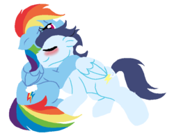 Size: 712x563 | Tagged: safe, artist:kiananuva12, rainbow dash, soarin', g4, blushing, female, hug, male, ship:soarindash, shipping, straight