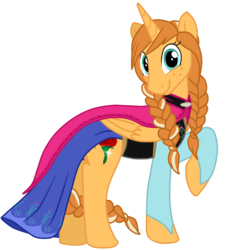 Size: 1273x1417 | Tagged: safe, artist:namyg, alicorn, pony, anna, clothes, frozen (movie), ponified, solo