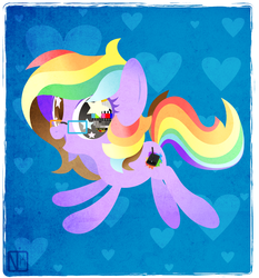 Size: 731x786 | Tagged: safe, artist:disfiguredstick, oc, oc only, oc:rainbow screen, earth pony, pony, g4, female, mare, multicolored hair, open mouth, open smile, rainbow hair, smiling, solo, starry eyes, wingding eyes